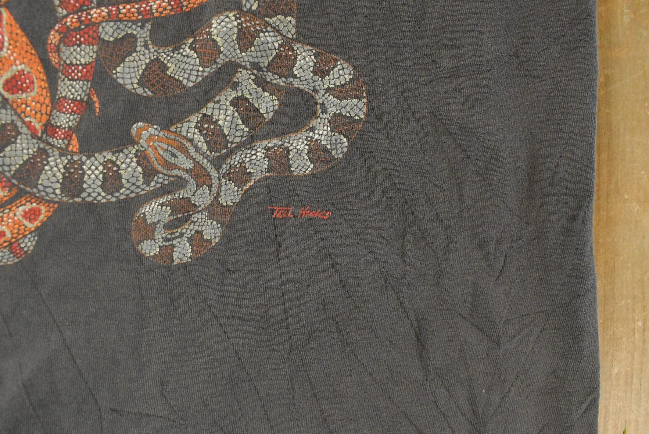 Vintage 1990s Snake Animal Theme Single Stitch Graphic T-Shirt Men's Medium - Image 4