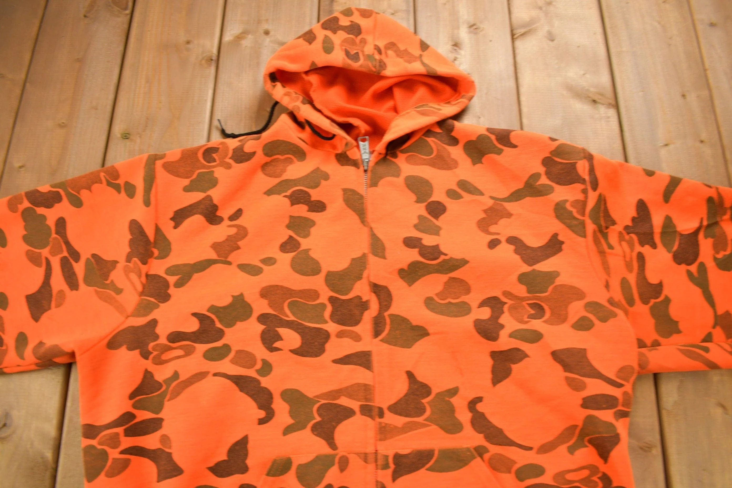Vintage 1990s Sod King Orange Camo Graphic Hoodie Men's 2XL - Image 3