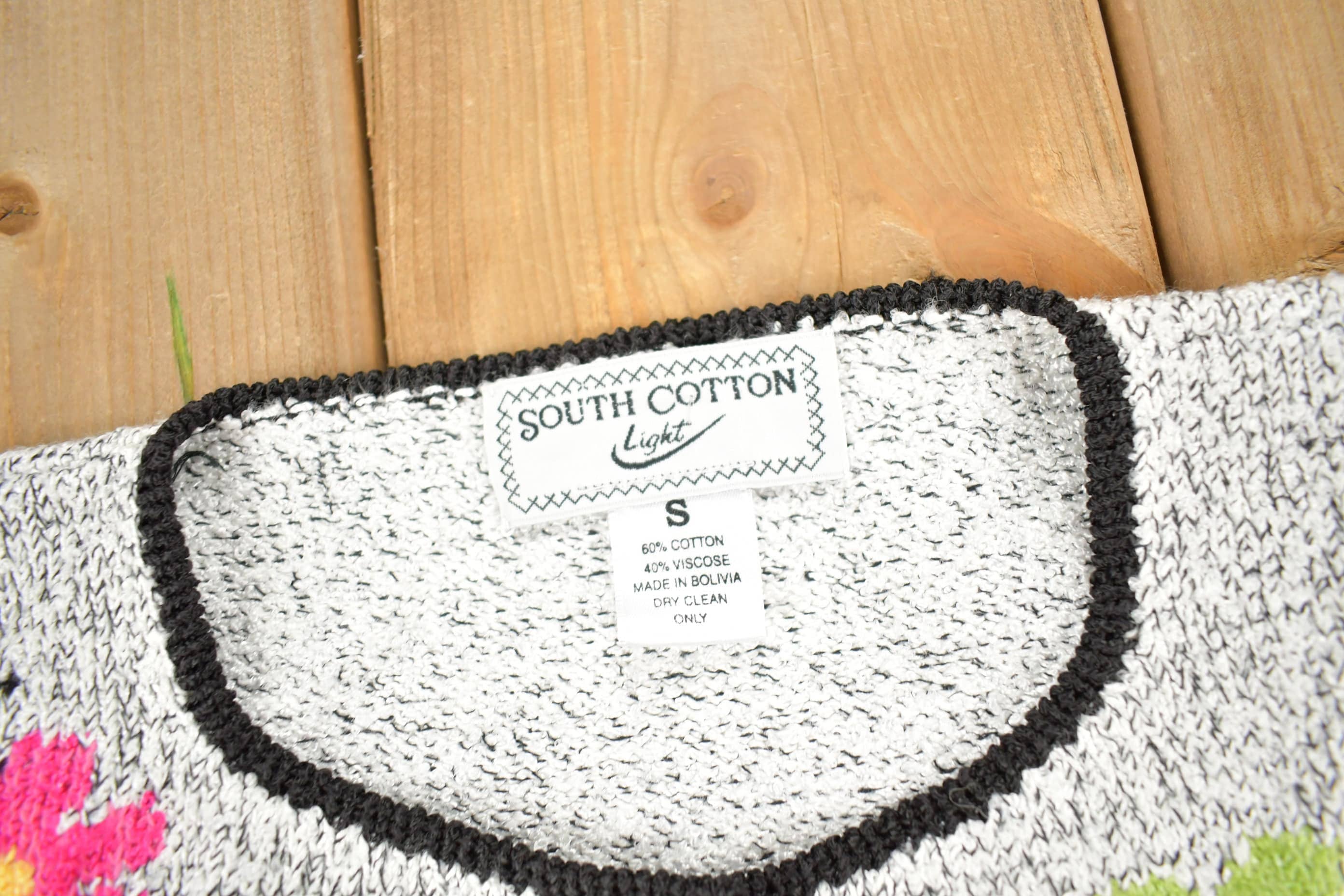 Vintage 1990s South Cotton All Over Floral Pattern Knitt Cardigan Sweater Women's S - Image 4