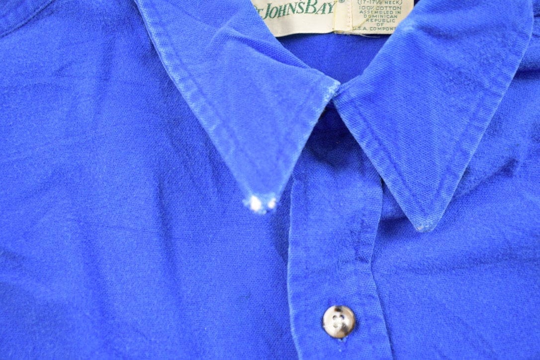 Vintage 1990s St Johns Bay Blank Blue Button Up Shirt Men's XL - Image 4