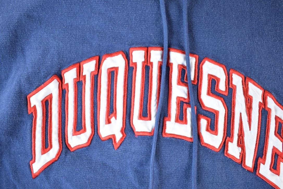 Vintage 1990s Steve And Barry's Duquesne Cross Grain University Hoodie Mens L - Image 3