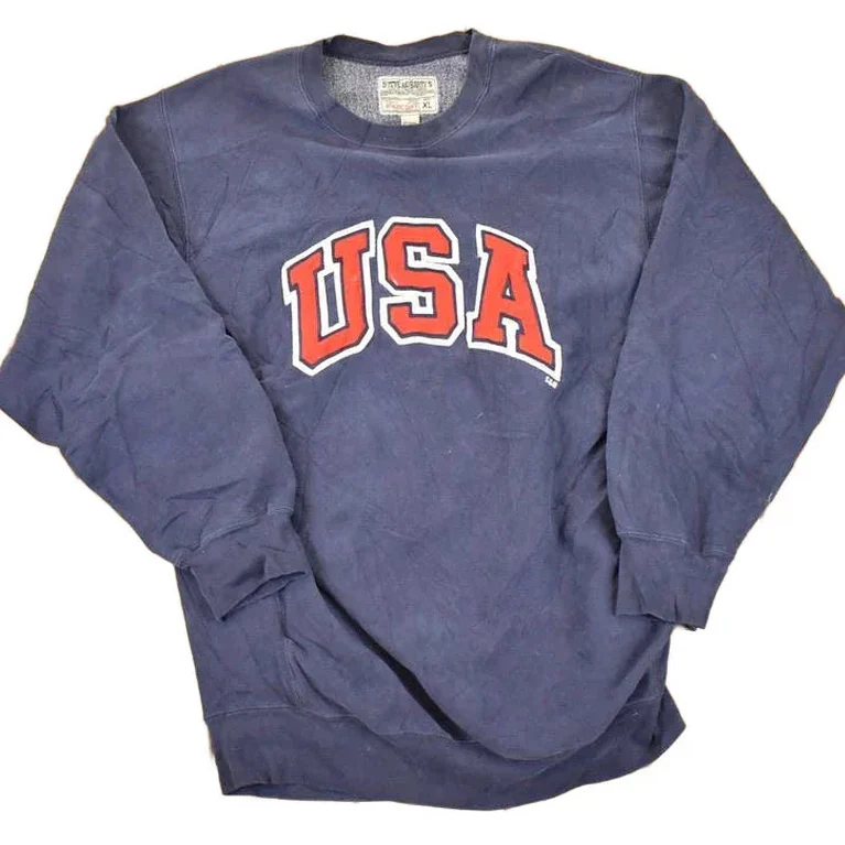 Vintage 1990s Steve And Barry's Embroidered USA Crossgrain Crewneck Sweatshirt Mens L