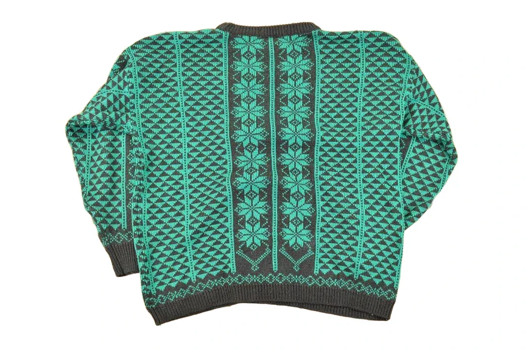 Vintage 1990s Stitch By Stitch AOP Abstract Knit Crewneck Sweater Men's L - Image 2