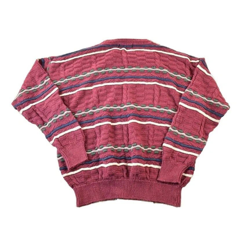 Vintage 1990s Stone Haven Knit Abstract Pattern Crewneck Sweater Men's XL - Image 2