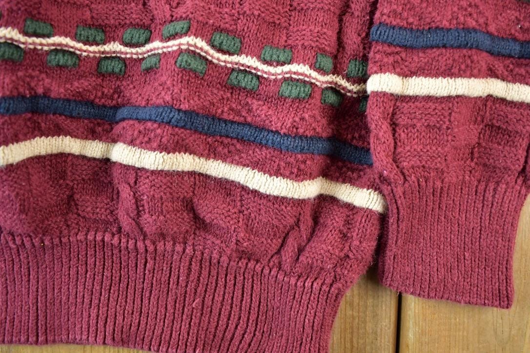 Vintage 1990s Stone Haven Knit Abstract Pattern Crewneck Sweater Men's XL - Image 4