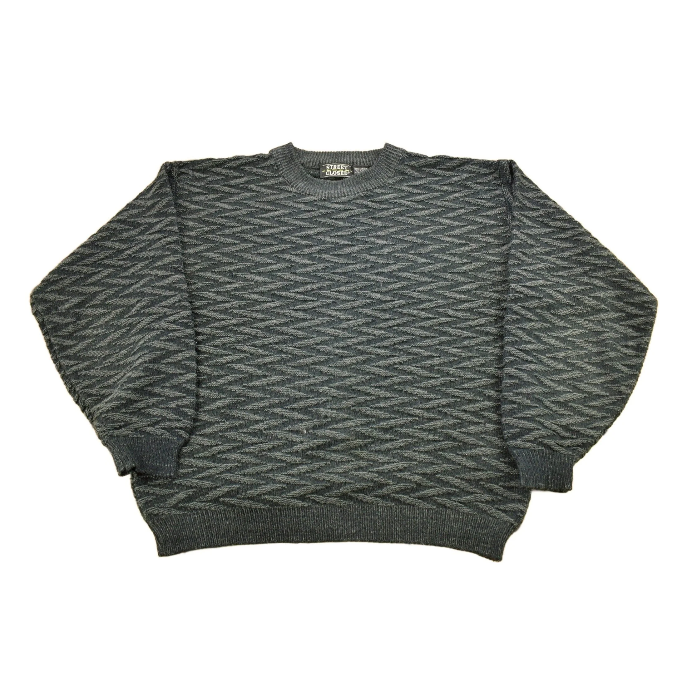 Vintage 1990s Street Closed Striped Knitted Crewneck Sweater Men's Medium