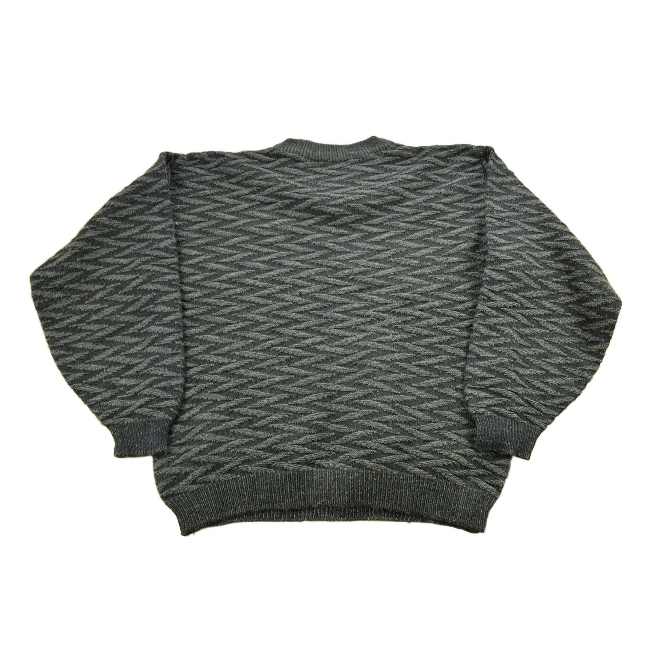 Vintage 1990s Street Closed Striped Knitted Crewneck Sweater Men's Medium - Image 2