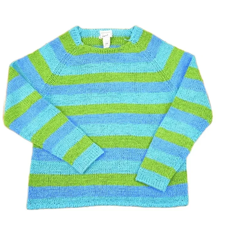 Vintage 1990s Striped Loose Knit Crewneck Sweater Women's L