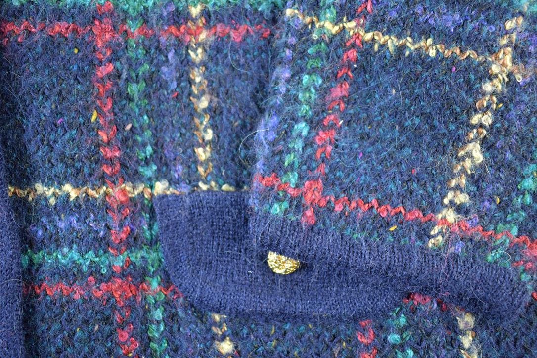 Vintage 1990s Summit Hill Chunky Wook Knit Abstract Pattern Button Up Cardigan Sweater Womens L - Image 4