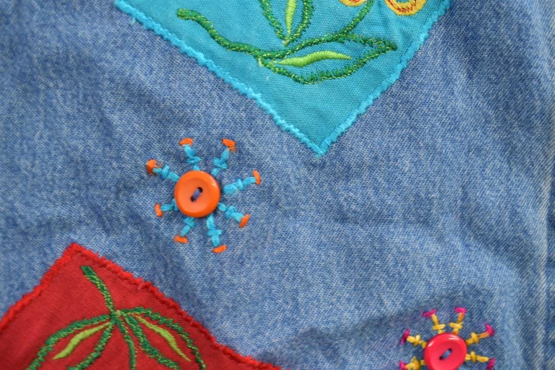 Vintage 1990s Tantrums Embroidered Jean Button Up Shirt Men's Large - Image 5