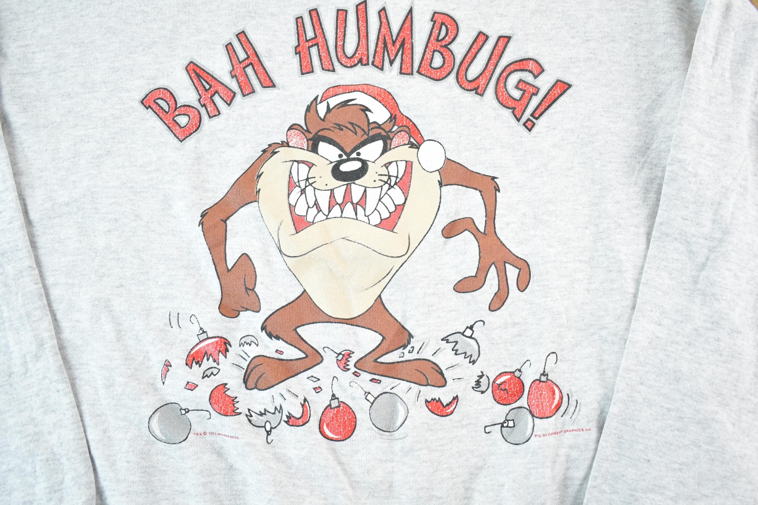Vintage 1990s Taz Bah Humbug Looney Tunes Crewneck Mens XL - Image 3