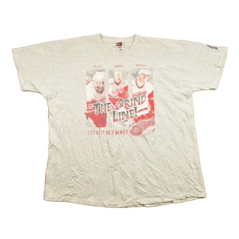 Vintage 1990s The Grind Line Detroit Red Wings NHL Graphic T-Shirt Men's 3XL