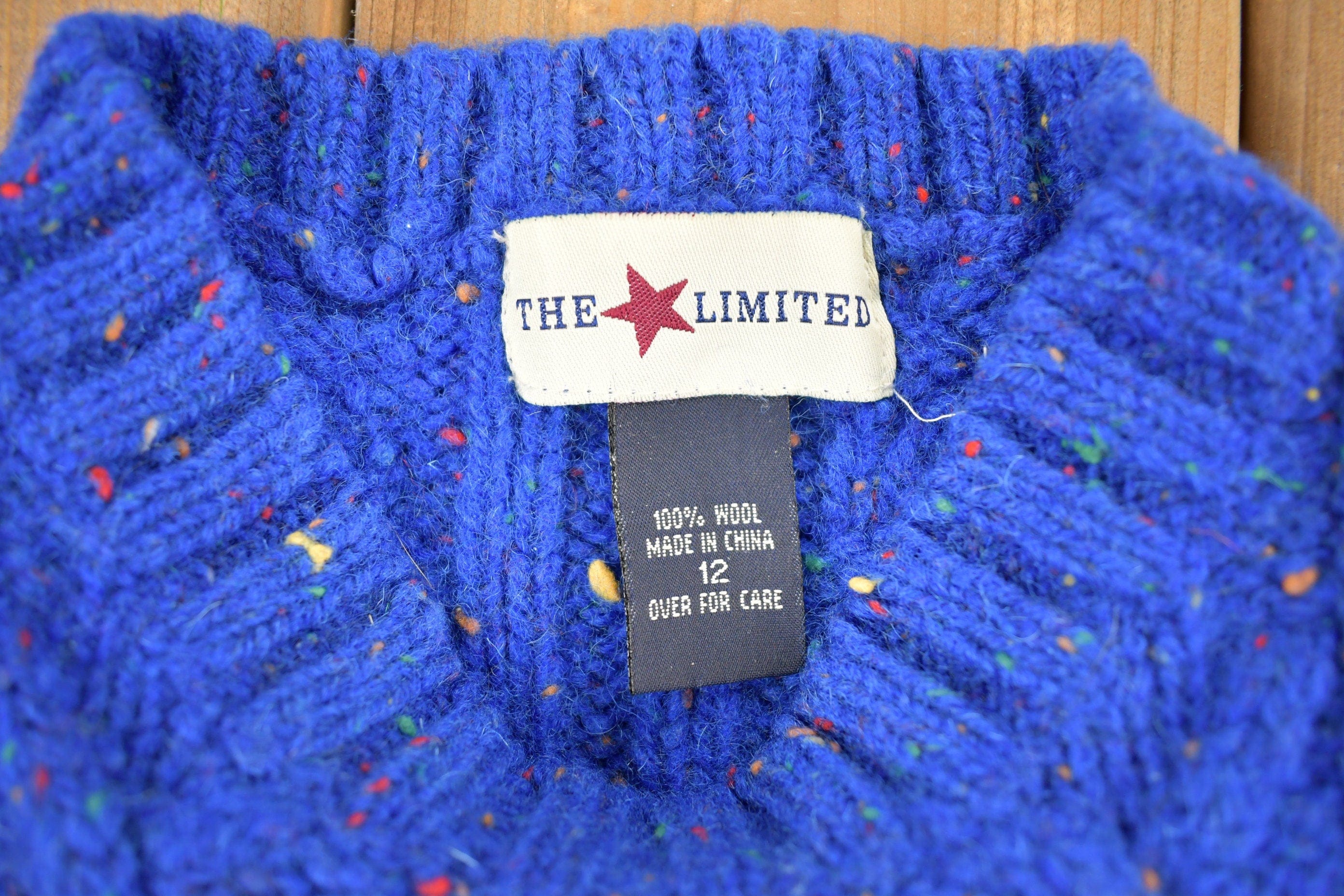 Vintage 1990s The Limited Rainbow Cable Knit Mockneck Sweater Youth L - Image 4