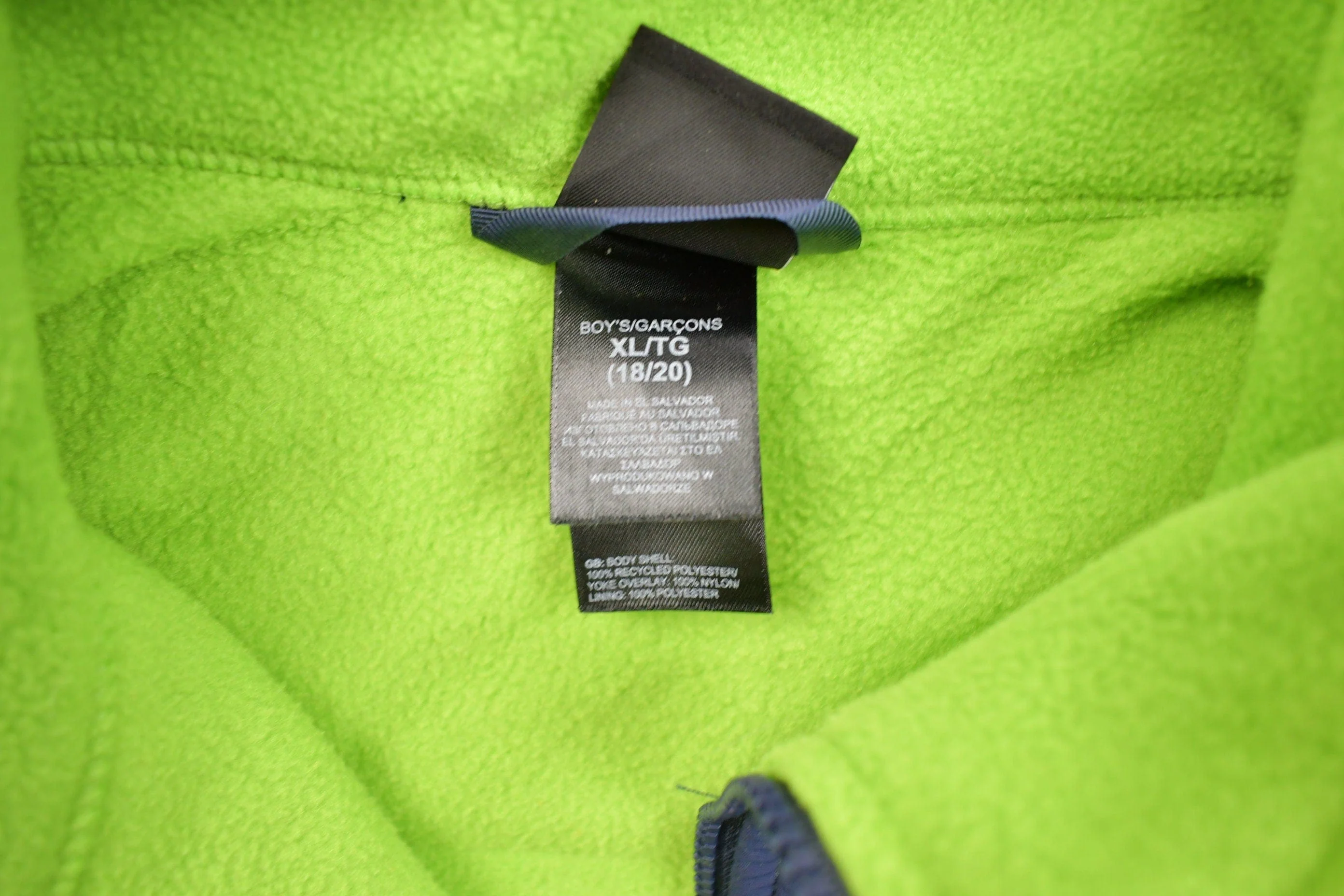 Vintage 1990s The North Face Green & Blue Boys Denali Fleece Sweater Youth XL - Image 5