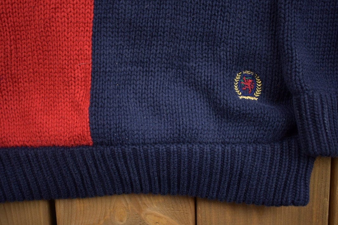 Vintage 1990s Tommy Hilfiger Embroidered Knitted Sweater Men's Large - Image 3