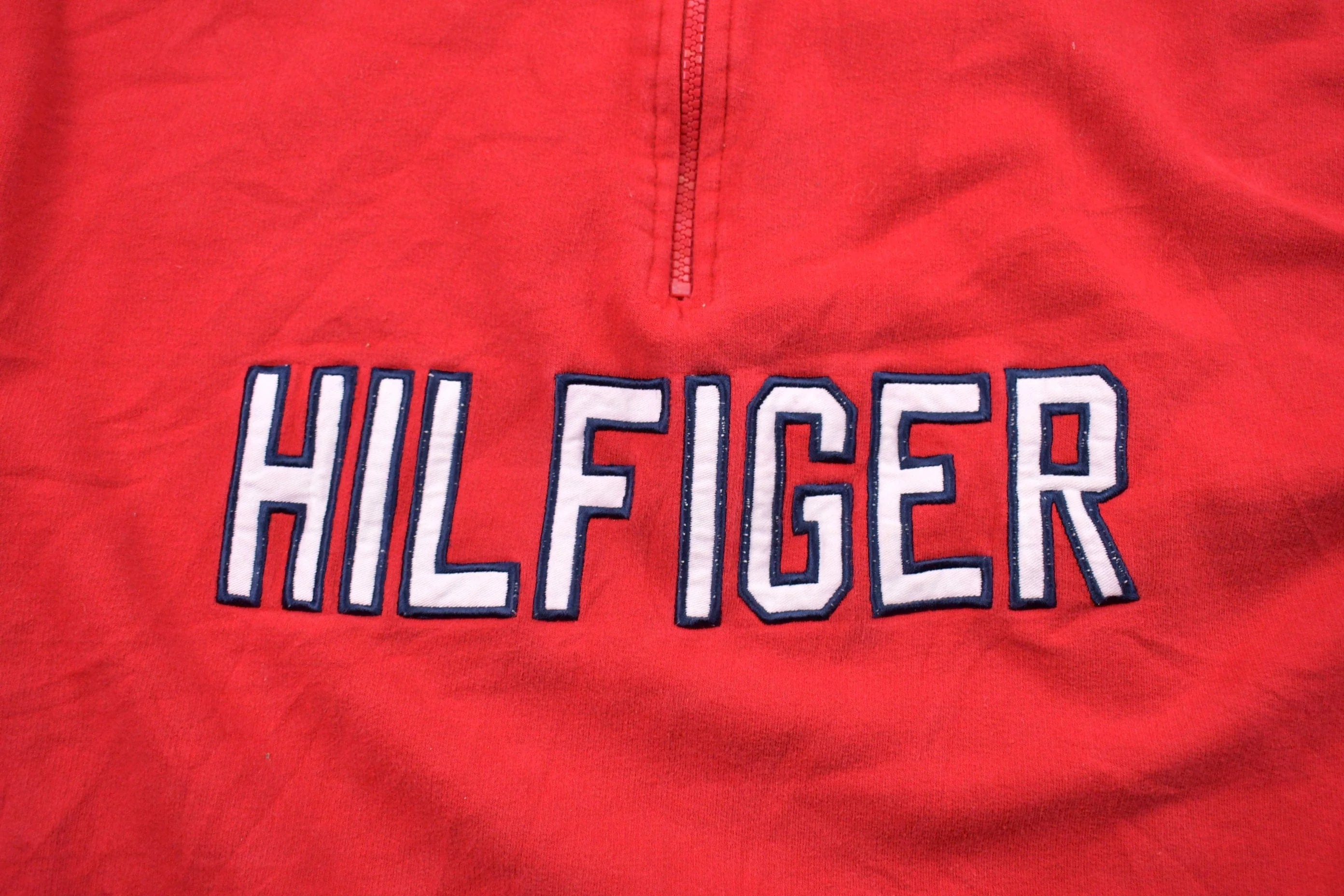 Vintage 1990s Tommy Hilfiger Embroidered Quarter Zip Sweatshirt Men's Medium - Image 3