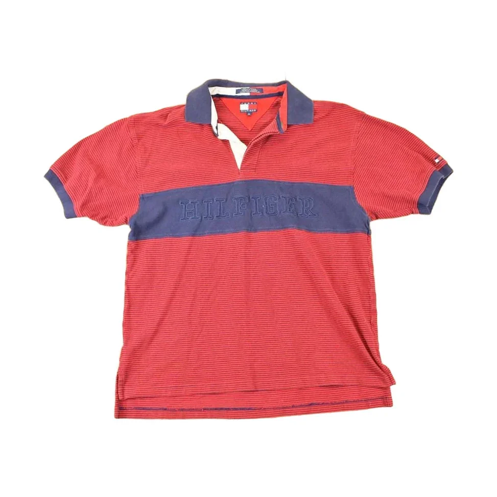 Vintage 1990s Tommy Hilfiger Quarter Button Up Shirt Men's L