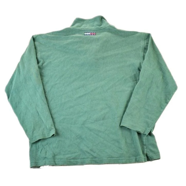 Vintage 1990s Tommy Jeans Souvenir Quarter Zip Crewneck Sweatshirt Made In USA Men's Large - Image 2