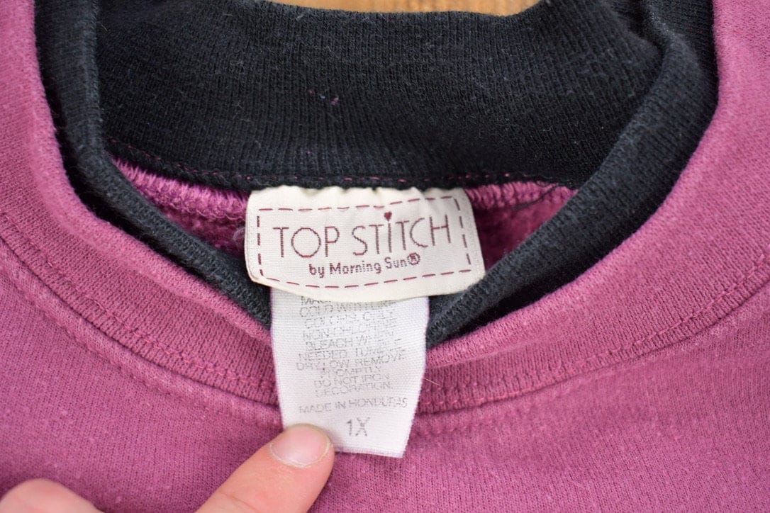 Vintage 1990s Top Stitch Heart Theme Crewneck Sweater Men's Large - Image 3