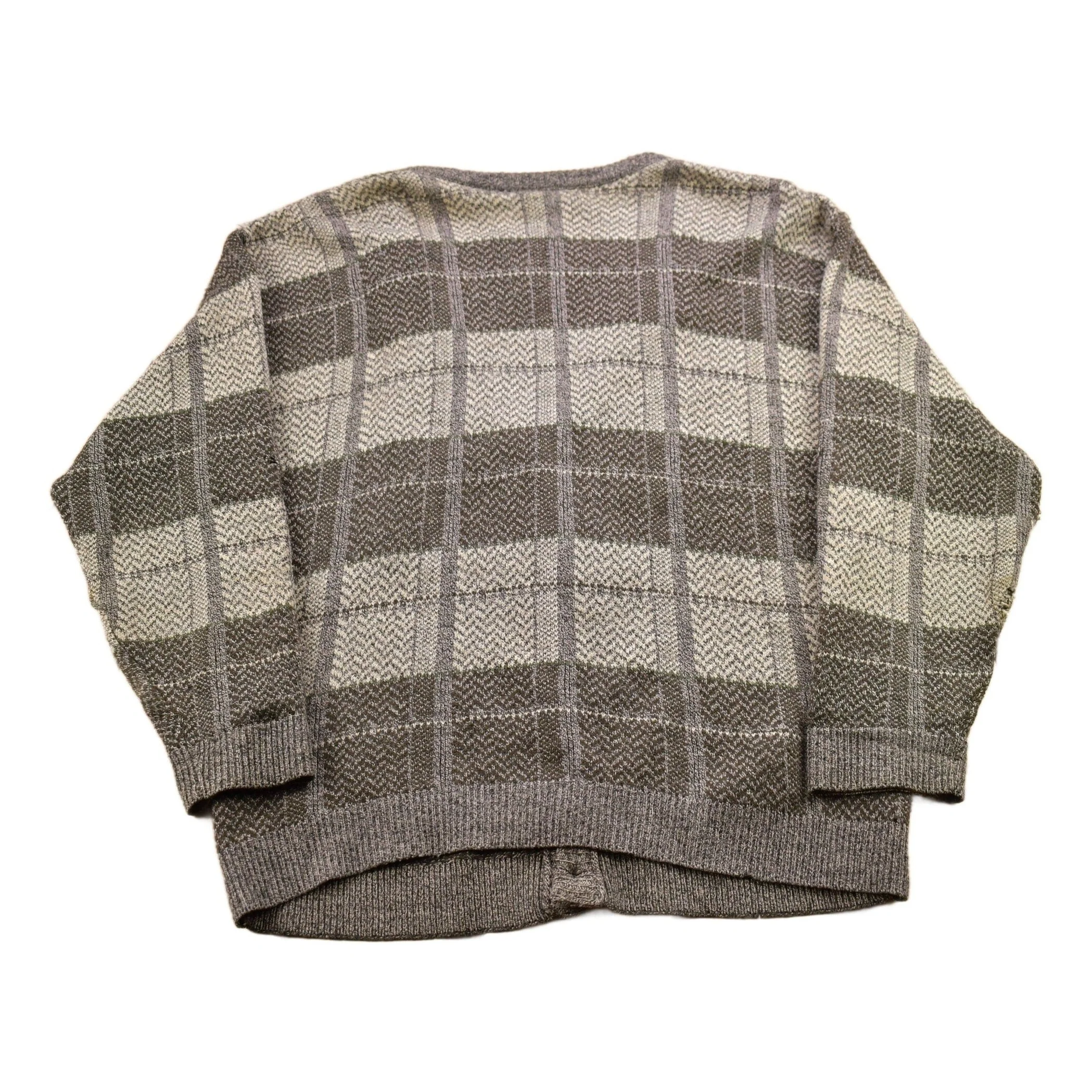 Vintage 1990s Town Craft Knitted Plaid Cardigan Sweater Men's Medium - Image 2