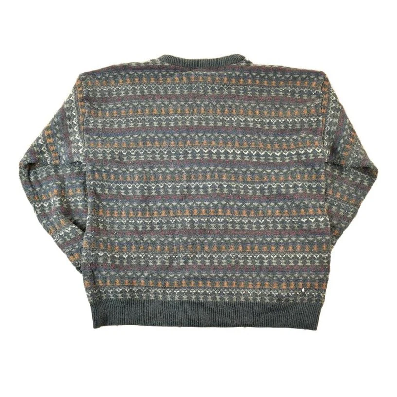 Vintage 1990s Towncraft Knit Abstract Pattern Crewneck Sweater Mens L - Image 2