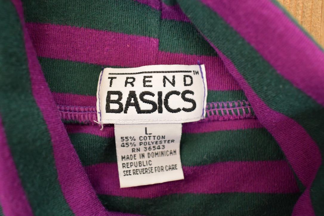Vintage 1990s Trend Basics Striped Turtleneck Sweatshirt Mens L - Image 4