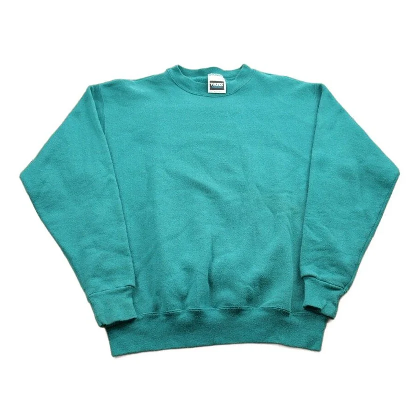 Vintage 1990s Tultex Blank Turquoise Crewneck Sweatshirt Men's Small