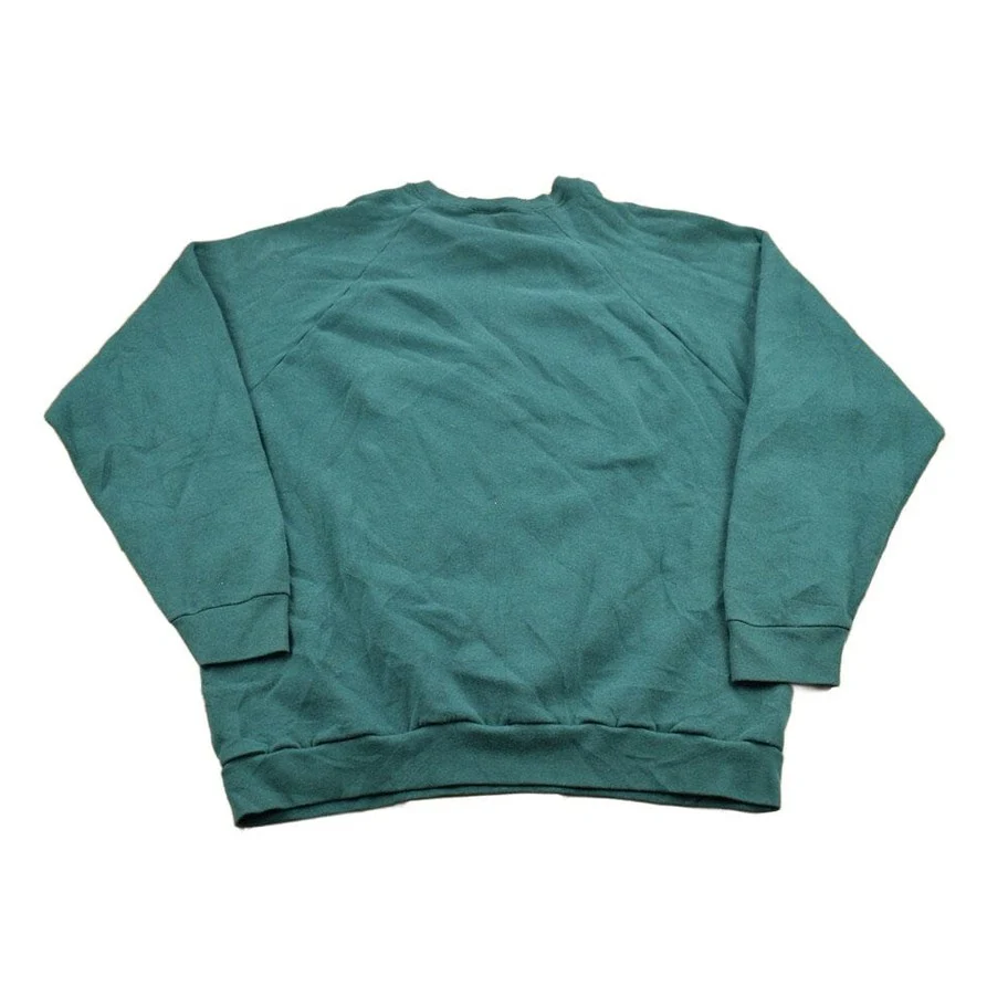 Vintage 1990s Turquoise Blank Crewneck Sweatshirt Men's Large - Image 2