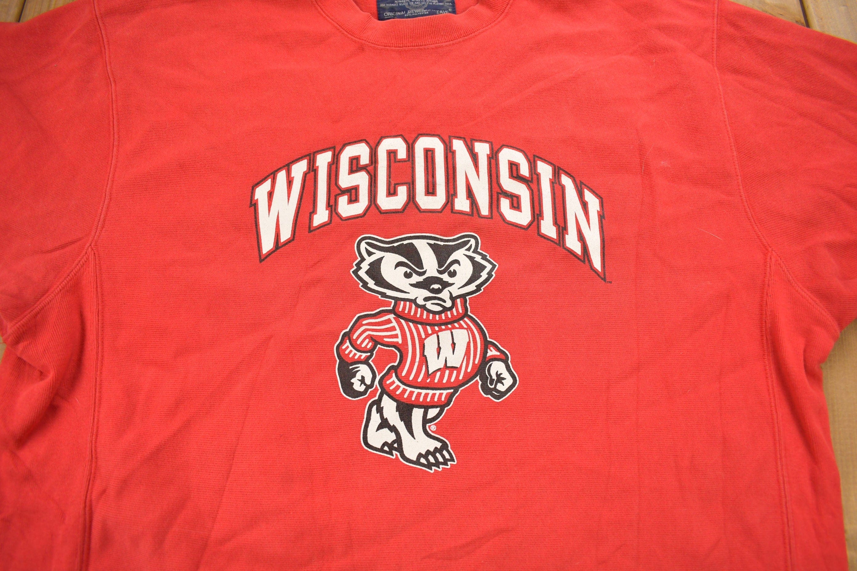 Vintage 1990s University Of Wisconsin Champion Reverse Weave Crewneck Sweatshirt Men's Large - Image 3