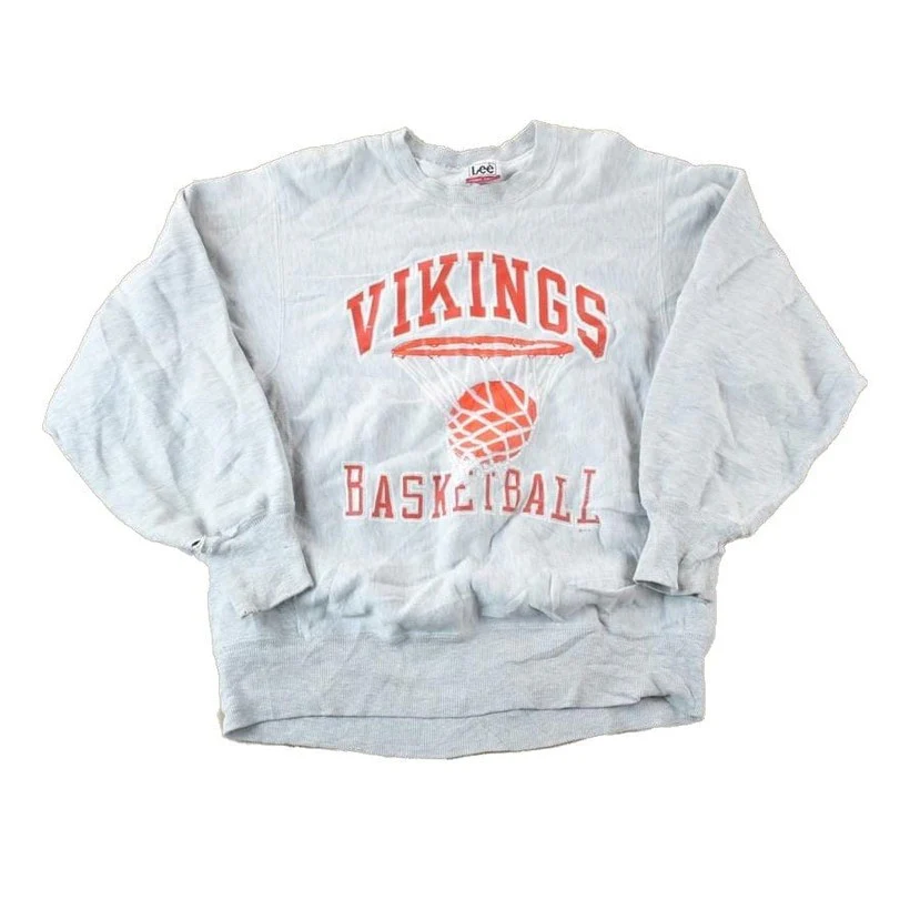 Vintage 1990s Vikings Basketball Lee Cross Grain Souvenir Crewneck Sweatshirt Made In USA Men's Small