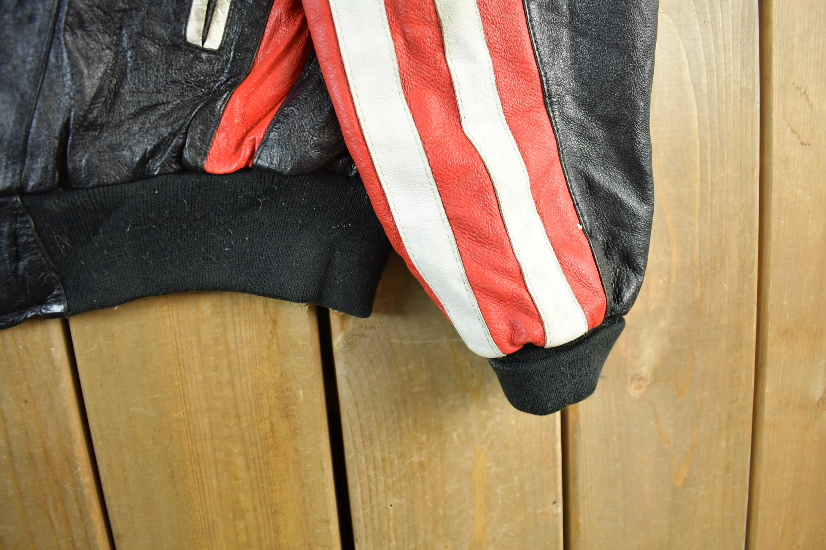 Vintage 1990s WHEREMI USA Leather Jacket Men's XL - Image 3