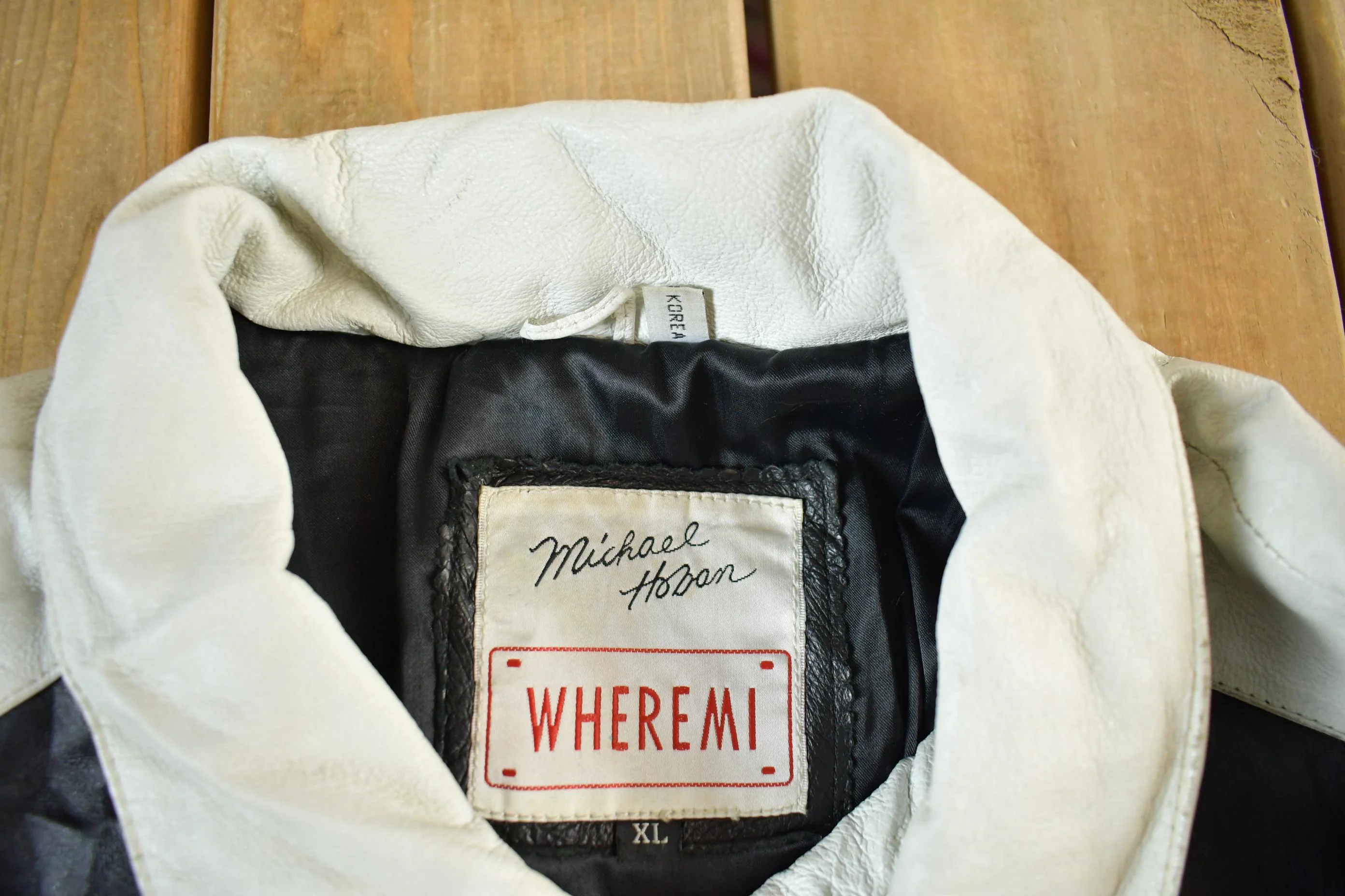 Vintage 1990s WHEREMI USA Leather Jacket Men's XL - Image 5