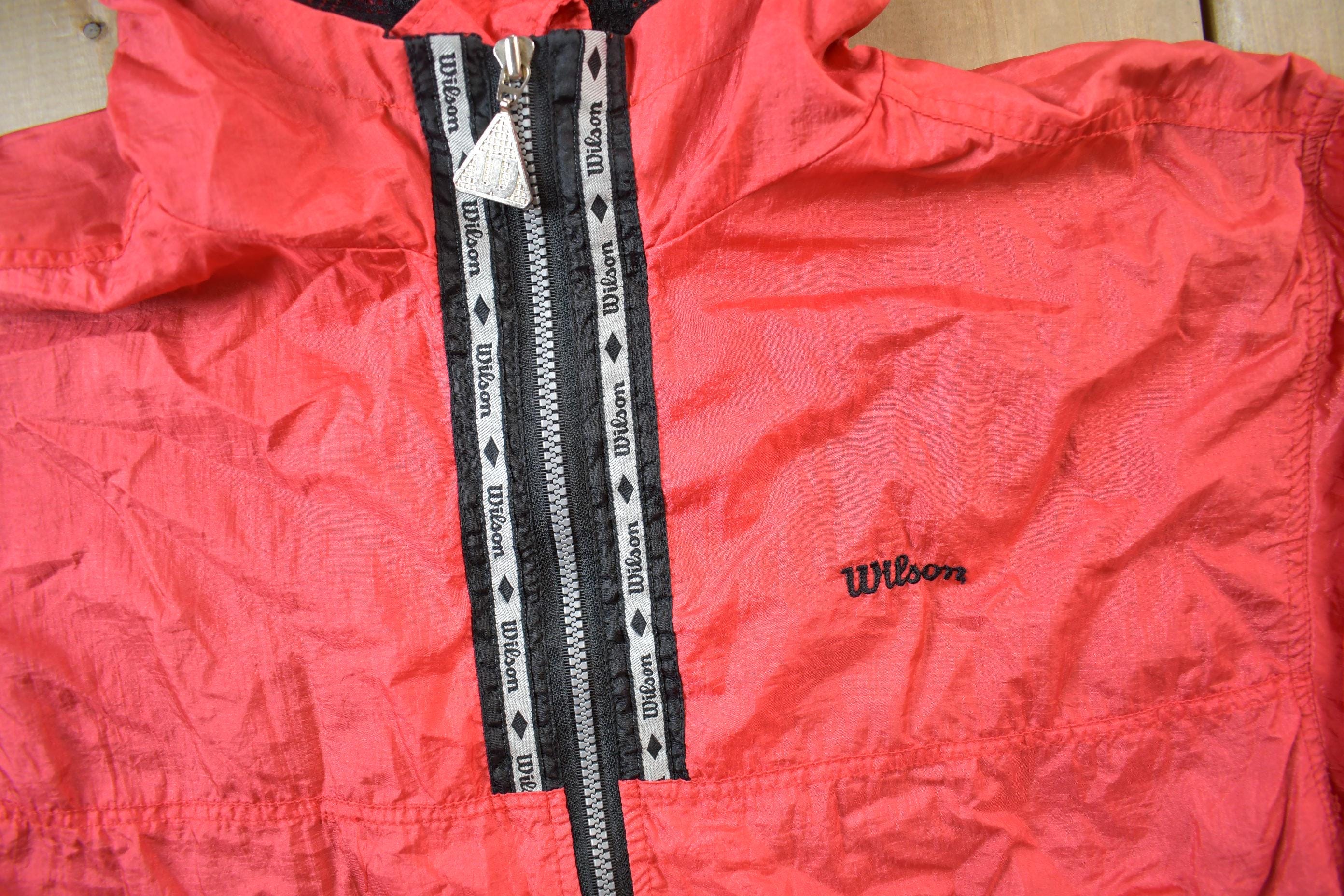 Vintage 1990s Wilson Red Windbreaker Jacket Men's Medium - Image 3