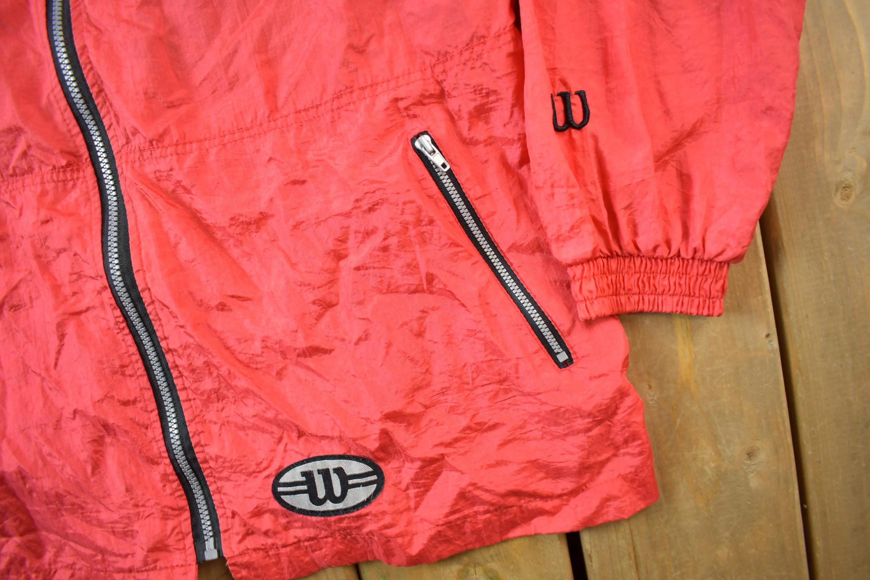 Vintage 1990s Wilson Red Windbreaker Jacket Men's Medium - Image 4
