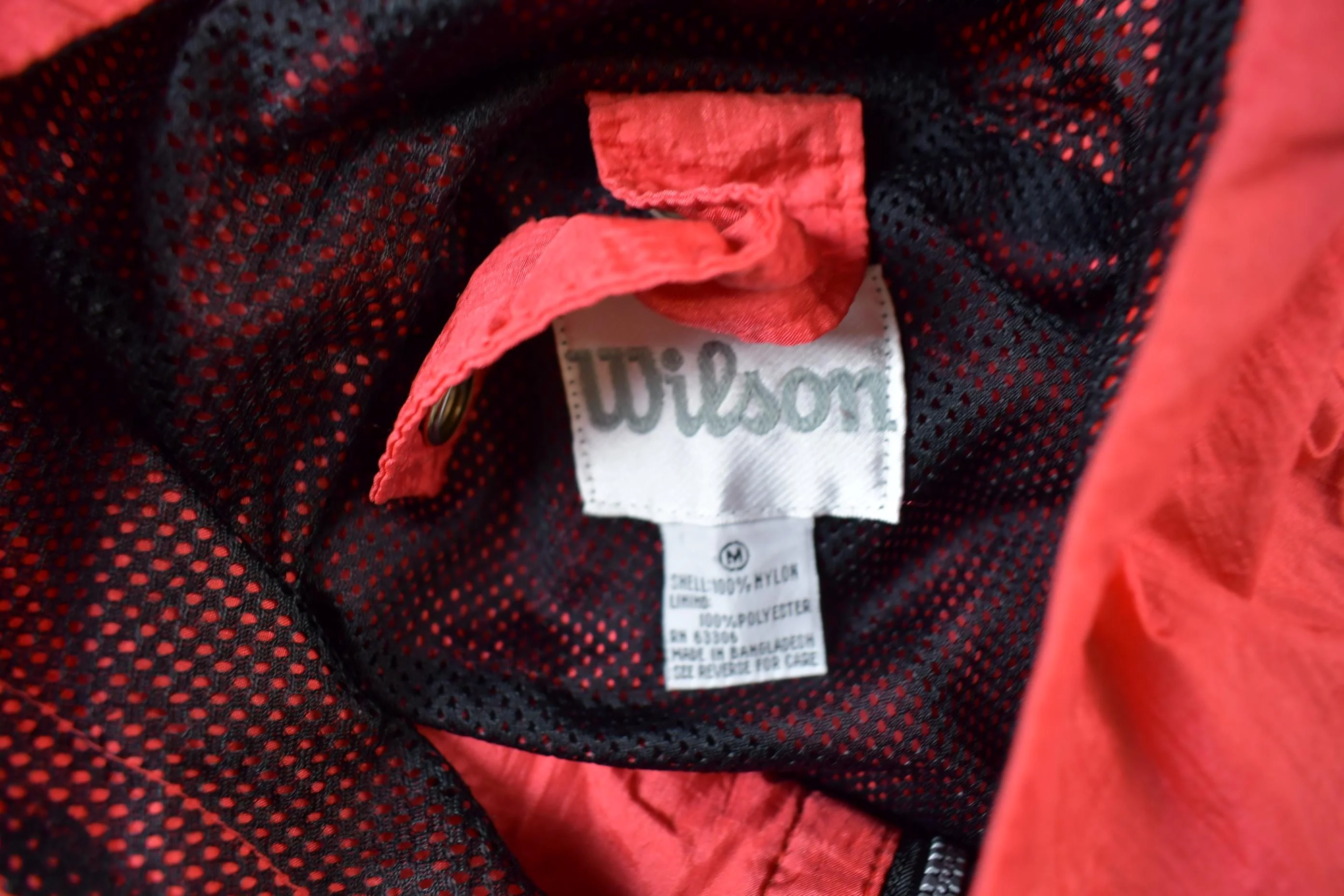 Vintage 1990s Wilson Red Windbreaker Jacket Men's Medium - Image 5