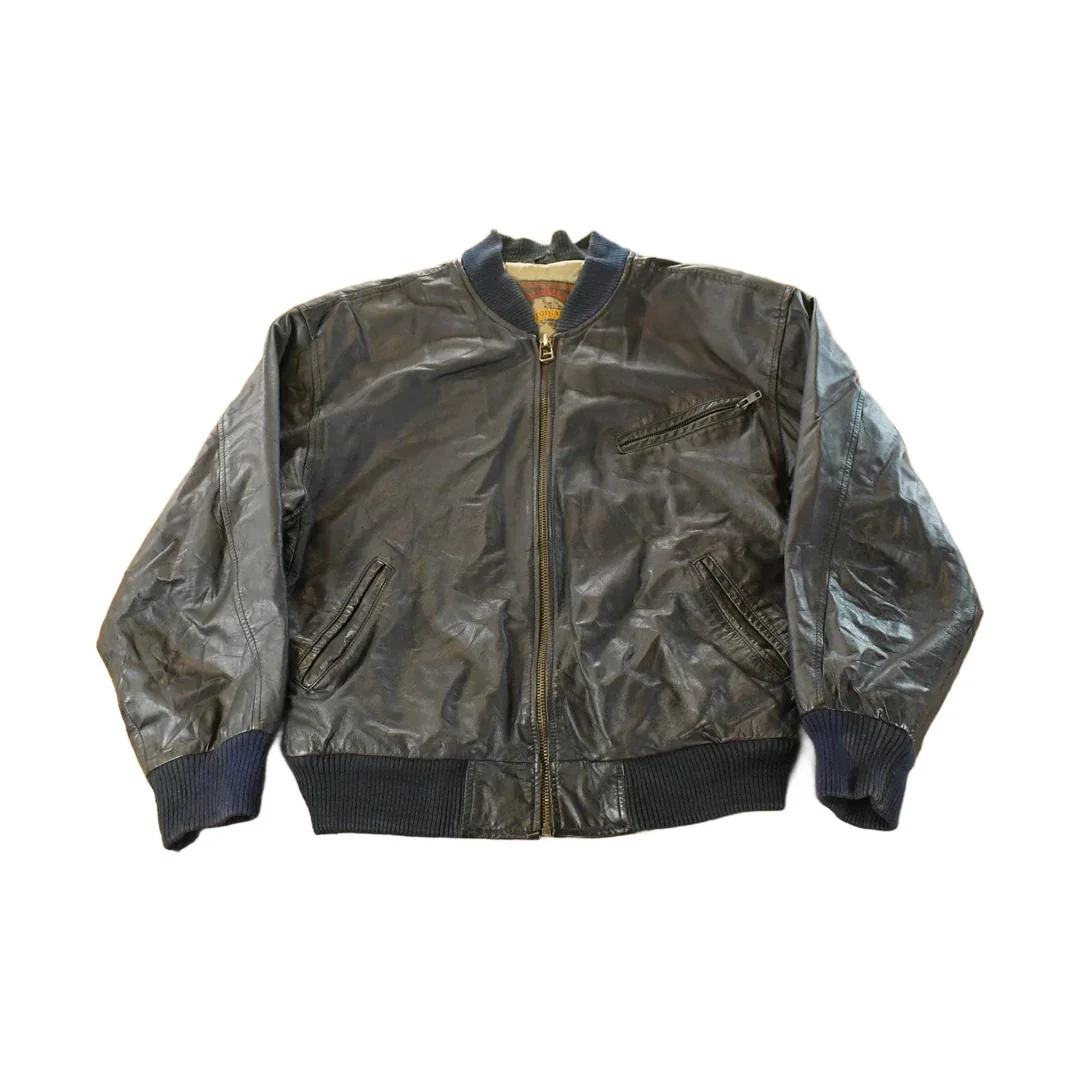 Vintage 1990s World Alliance Leather Bomber Flight Jacket Men's Medium