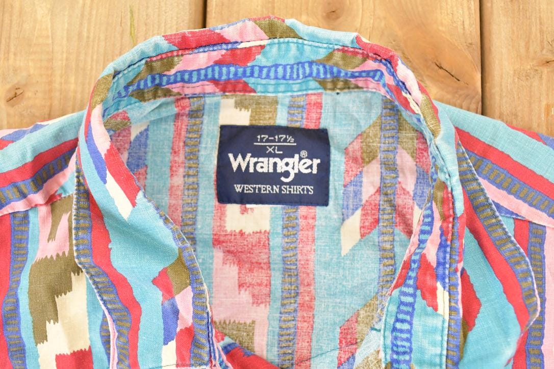 Vintage 1990s Wrangler Western Button Up Shirt Men's L - Image 4