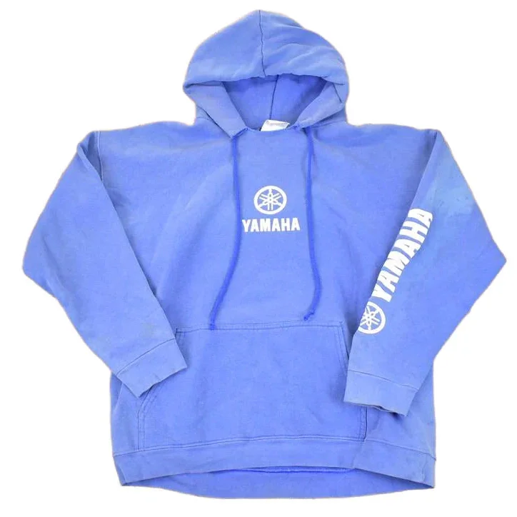 Vintage 1990s Yamaha Racing Graphic Print Hoodie Sweatshirt Mens L - Image 2
