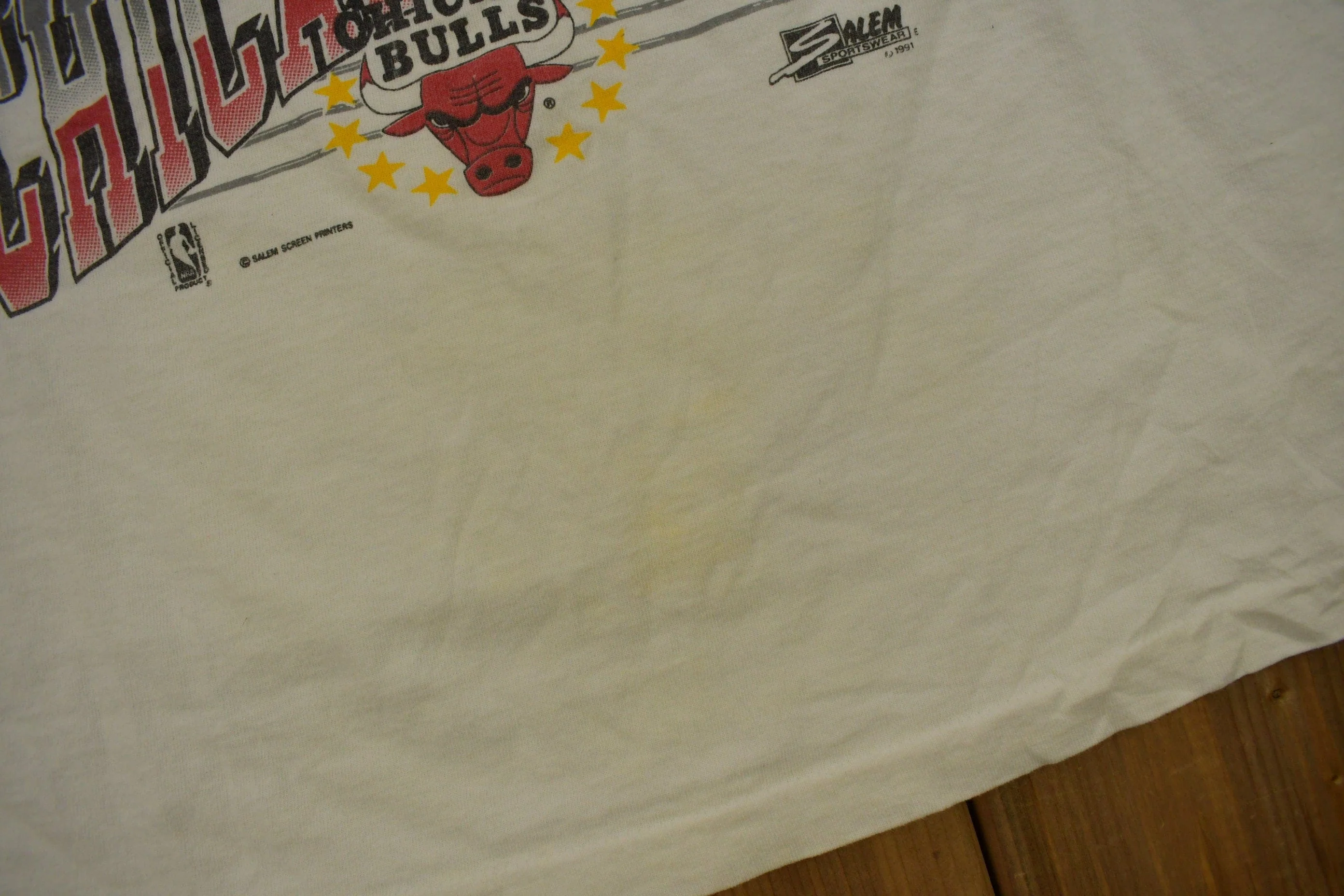 Vintage 1991 Chicago Bulls NBA World Champions T-Shirt Salem Made In USA Men's Large - Image 5