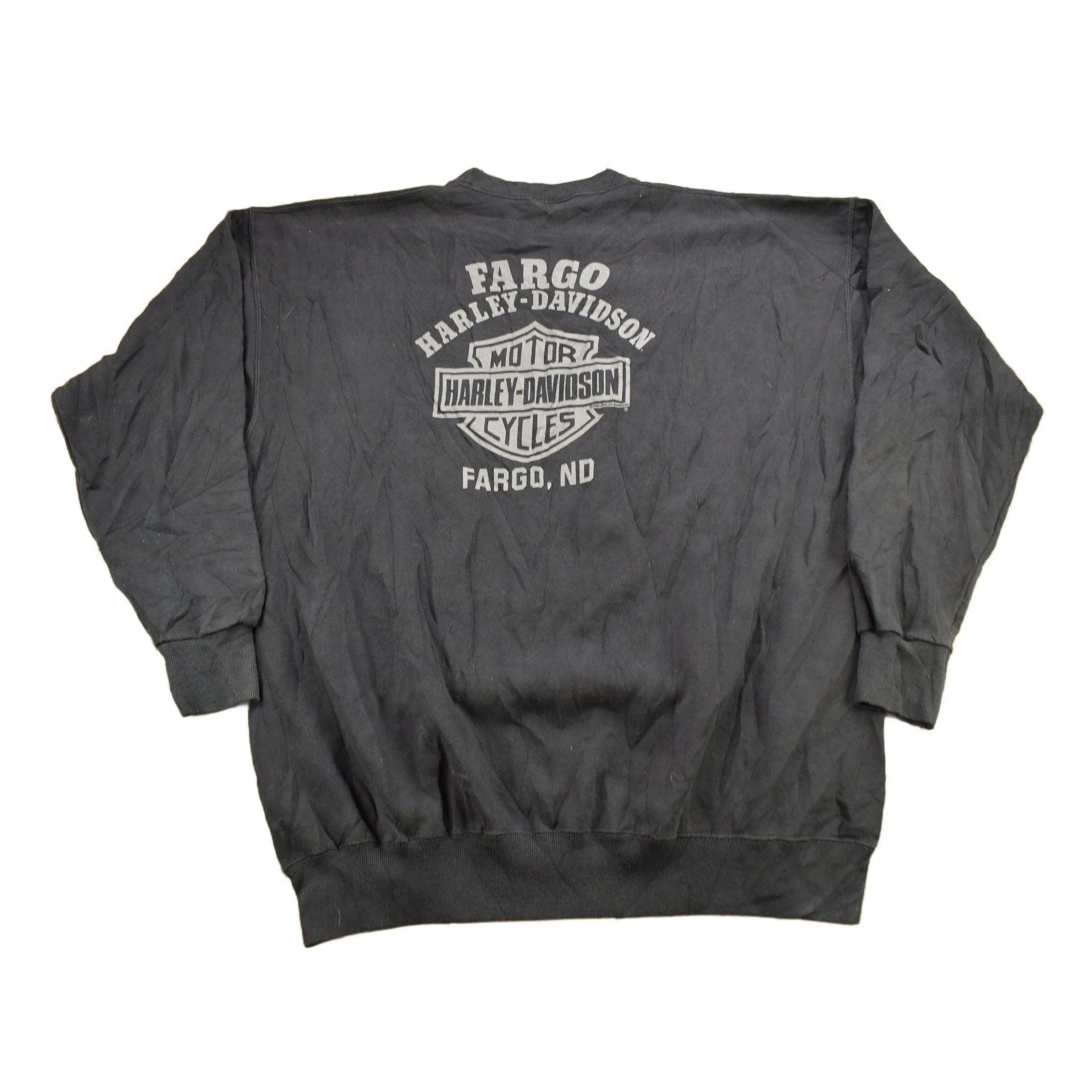 Vintage 1991 Fargo Harley Davidson North Dakota Wolf Theme Crewneck Sweater Men's 2XL - Image 2