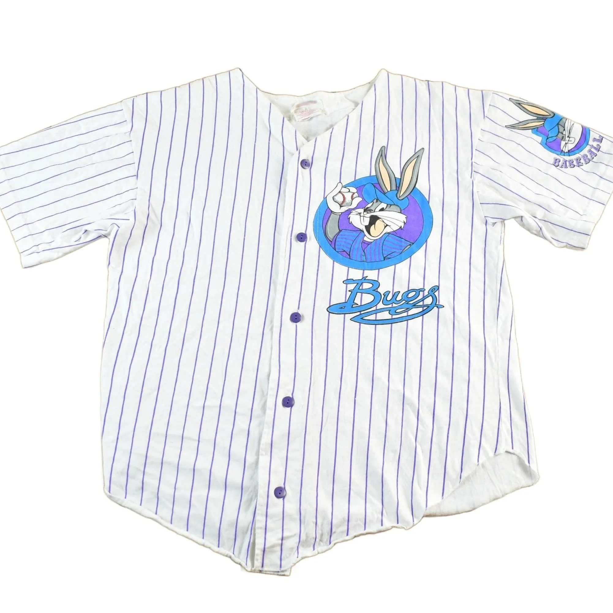 Vintage 1992 Looney Tunes Bugs Bunny Baseball Jersey Shirt Men's Medium