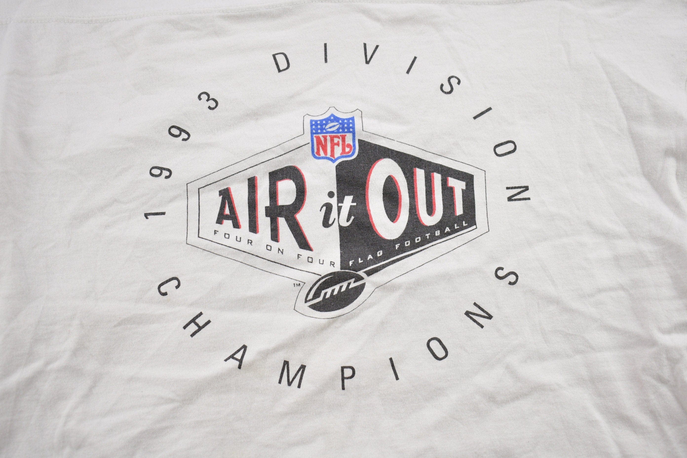 Vintage 1993 Air It Out NFL Flag Football Champions Crewneck Short Sleeve Sweatshirt Men's Medium - Image 3