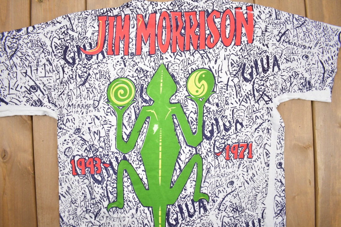 Vintage 1993 Jim Morrison lizard King All Over Print Graphic T Shirt Men's Large - Image 4