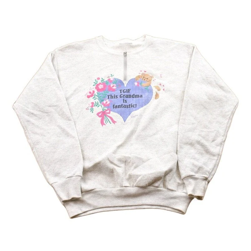 Vintage 1994 TGIF Grandma Quarter Zip Crewneck Sweater Men's Small