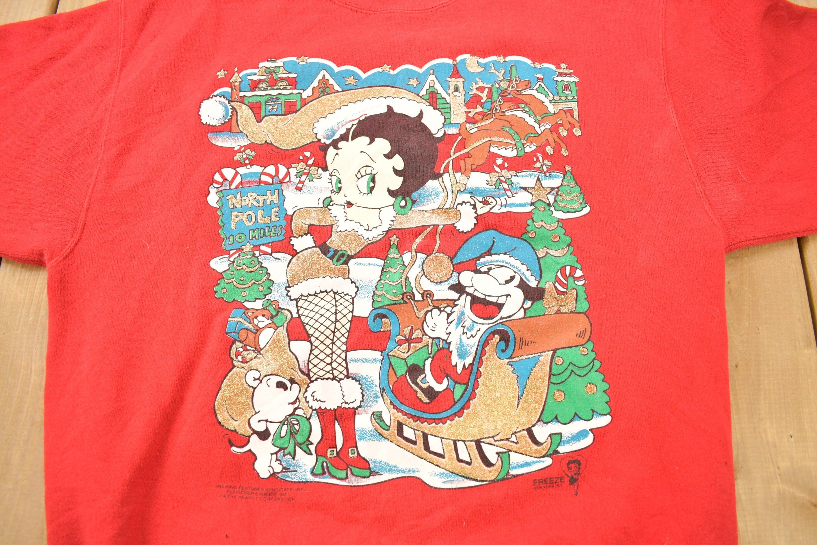 Vintage 1995 Betty Boop Christmas Theme Crewneck Men's Large - Image 3