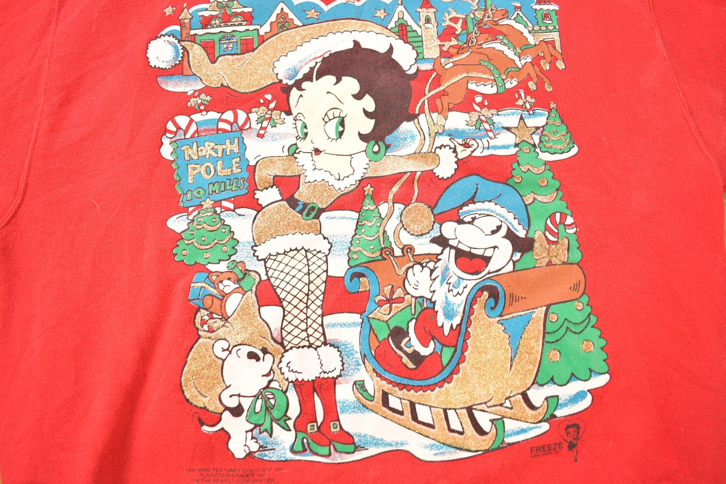 Vintage 1995 Betty Boop Christmas Theme Crewneck Men's Large - Image 4