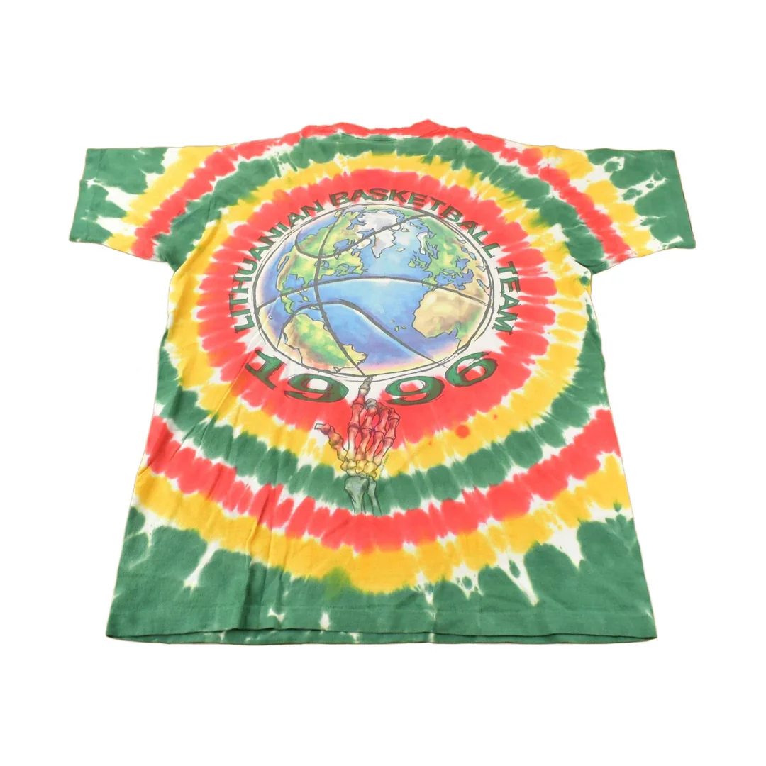 Vintage 1996 Grateful Dead Lithuania Lithuanian Basketball Team tie Dye Band T-Shirt - Image 2