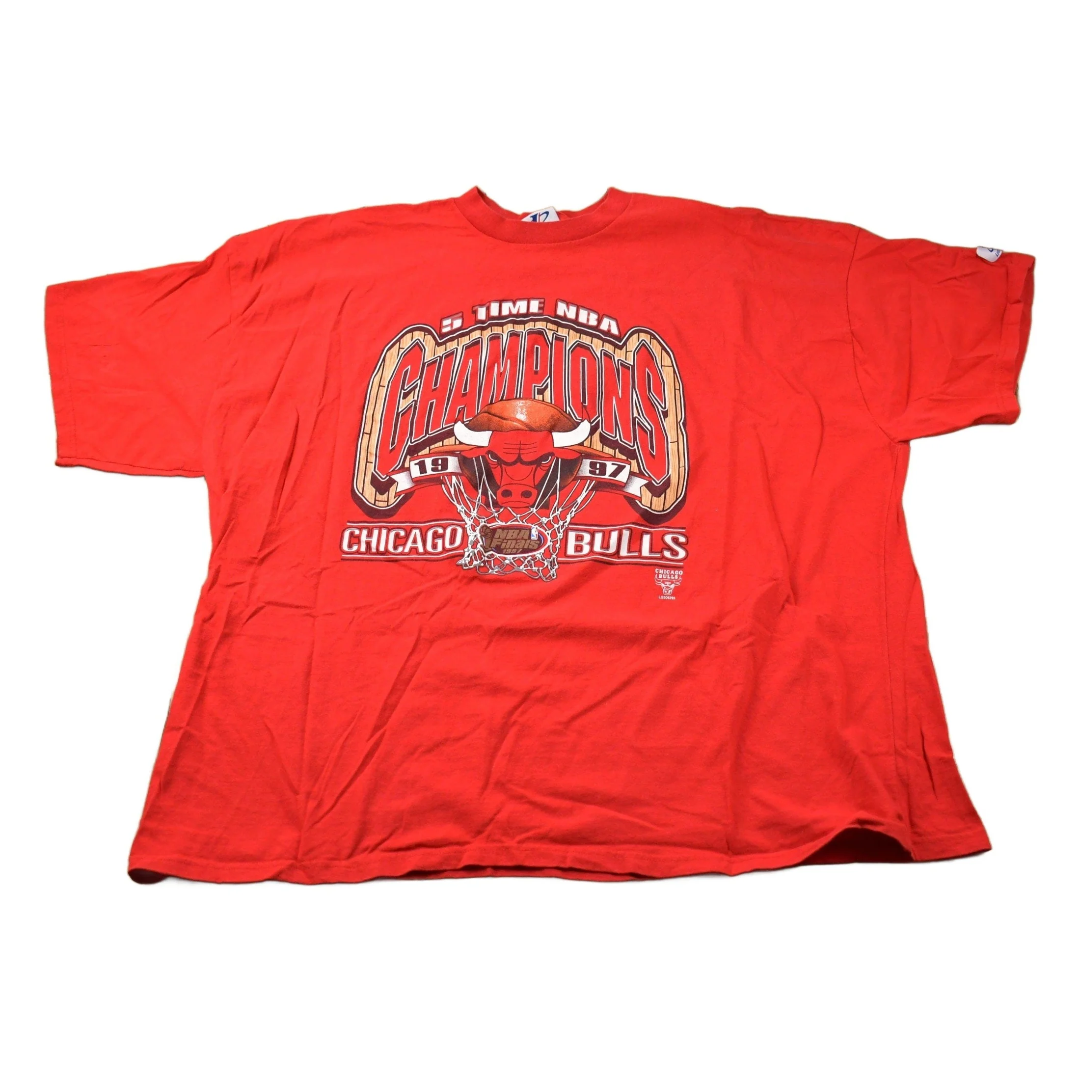 Vintage 1997 Chicago Bulls NBA 5-Peat Champions Logo Athletic Made In USA Graphic T-Shirt Men's 4XL