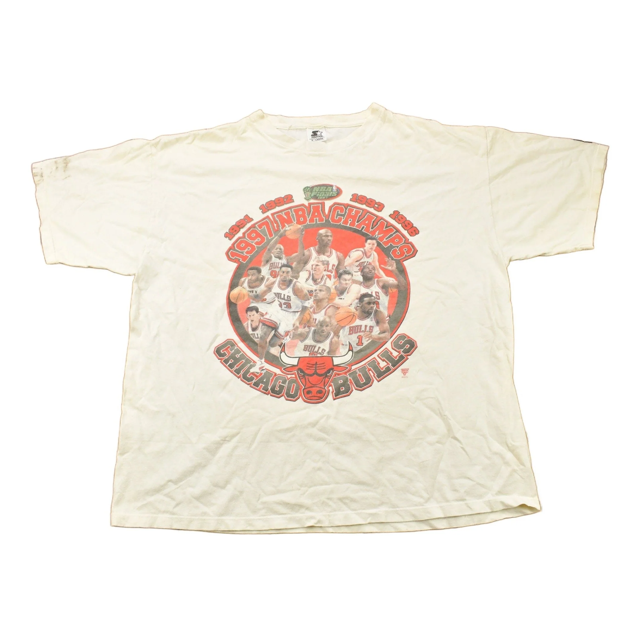 Vintage 1997 Chicago Bulls NBA Champions Starter T-Shirt Men's 2XL