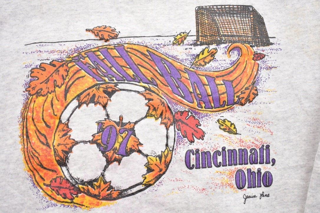Vintage 1997 Cincinnati Ohio Fall Ball Soccer Crewneck Sweatshirt Men's XS - Image 6